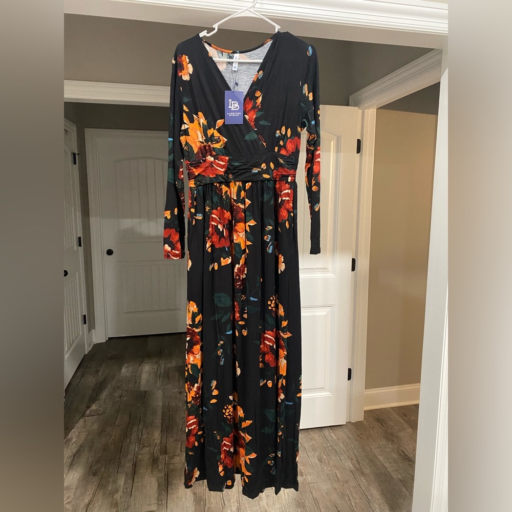 Long sleeved floor length dress